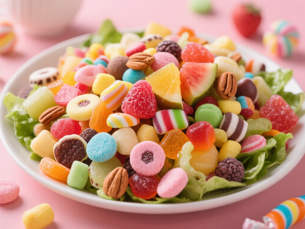 糖果沙拉派对:开启甜蜜奇趣美味幻想之旅 糖果沙拉是一种将各种不同种类的糖果混合在一起,搭配