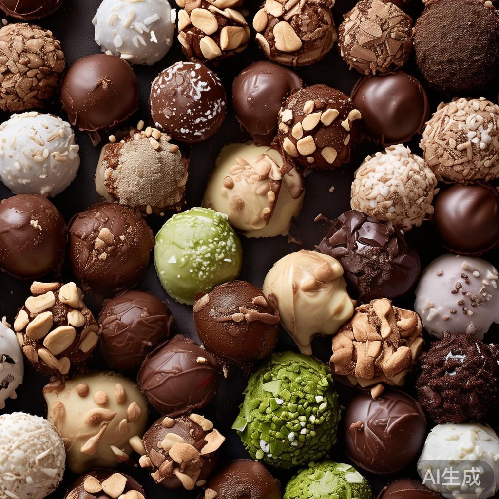 多样化的口味组合是巧克力球最大的亮点。从纯巧克力到