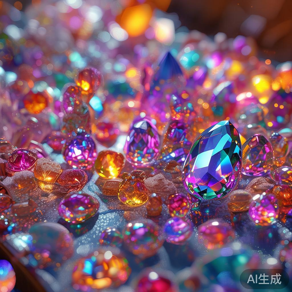 在视觉表现方面，宝石派对倾向于采用华丽的宝石元素，